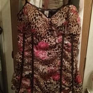 No Boundaries Leopard Lace Trim Bustier Top with Black Accents